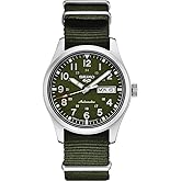 SEIKO SRPG33 Watch for Men - 5 Sports - Automatic with Manual Winding Movement, Green Dial, Stainless Steel Case, Green Nylon