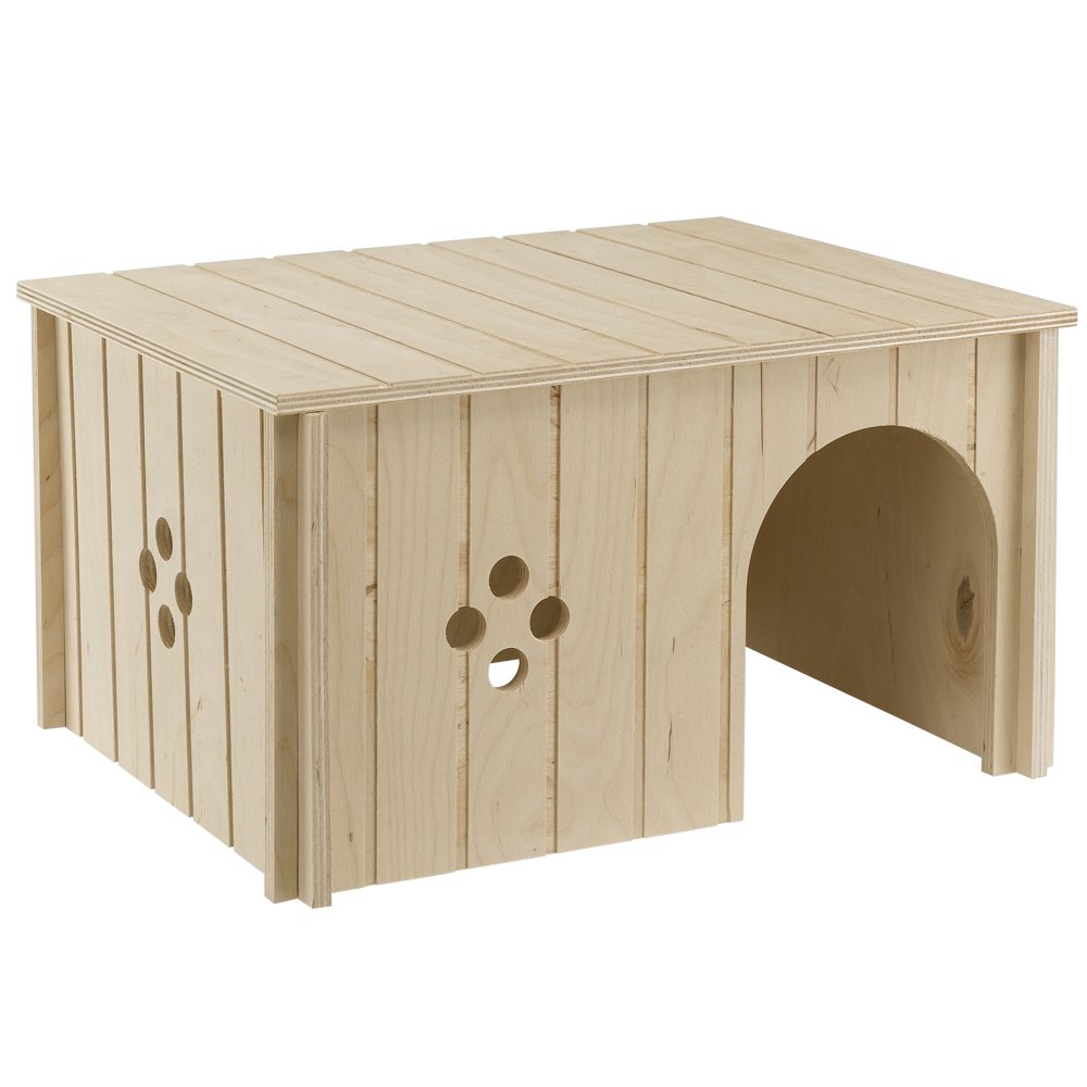 Ferplast Wooden House for Rabbits, Guinea Pigs & Hamsters SIN 4647, FSC® Certified Wood, Ventilation Window, Tool-Free Assembly, 37 x 27.7 x H 20 cm, Size XL