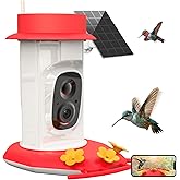 Hummingbird Feeder with Camera, AI Smart Identification Cloud Storage Function, Featuring Ant Moat Protection, Solar Power, Instant Notification, Automatic Bird Video Capture, and Motion Detection