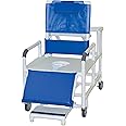 MJM International 196-26-BAR Bariatric Reclining Shower Chair, 26" with Elevated Leg Rest and Slide Out Footrest, Royal Blue/Forest Green/Mauve