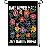 RZHV Hate Never Made Any Nation Great Double-Sided Garden Flag for Outdoor House Yard Sign Garden Decor Parade, Political Outdoor Banner, Kindness Social Justice Yard Sign, Feminist Gifts