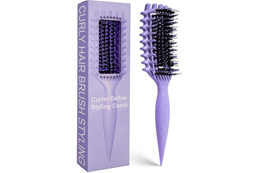 Curly Hair Brush Candybrush Curl Defining Brush for Detangling Shaping and Defining Curls for Women, Men, Wet & Dry Hair (Purple)
