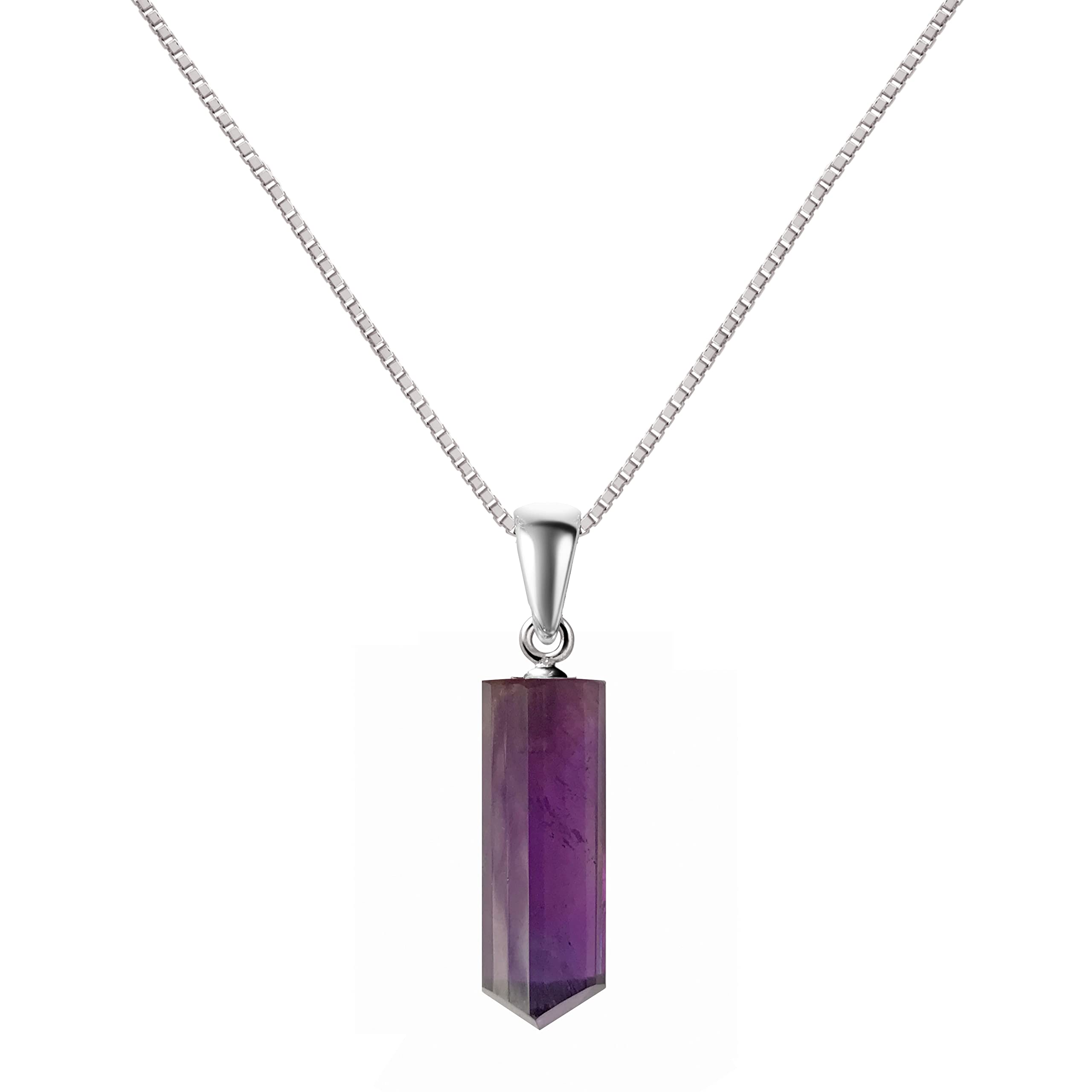 Franki Baker Sterling Silver Natural Amethyst Tri Tube Pendant Necklace. Chain Length: 50cm