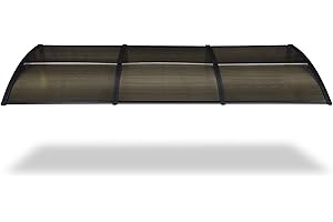 Yescom 38"X117" Window Awning Door Canopy Spliced Polycarbonate Anti-UV30+ Cover Front Door Outdoor Rain Snow Sunlight Protection Hollow Sheet Patio Yard Door Brown Board