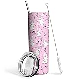 Cute Bunny Tumbler with Lid and Straw, Bunny Gifts