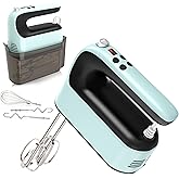 Yomelo 9-Speed Digital Hand Mixer Electric, 400W Powerful DC Motor, Baking Mixer Handheld with Snap-On Storage Case, Touch Bu