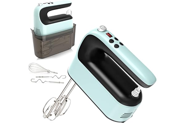 Yomelo 9-Speed Digital Hand Mixer Electric, 400W Powerful DC Motor, Baking Mixer Handheld with Snap-On Storage Case, Touch Bu