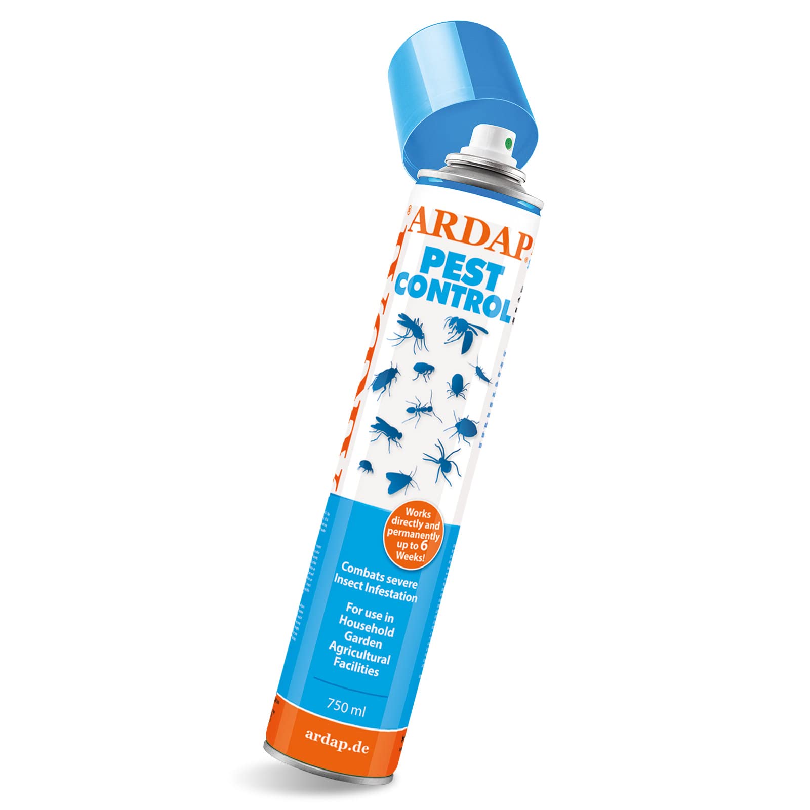 ARDAP Pest Control Spray 750ml - With immediate and long-term effects - Insect spray to combat acute vermin and insect infestation - Up to 6 weeks of effective protection