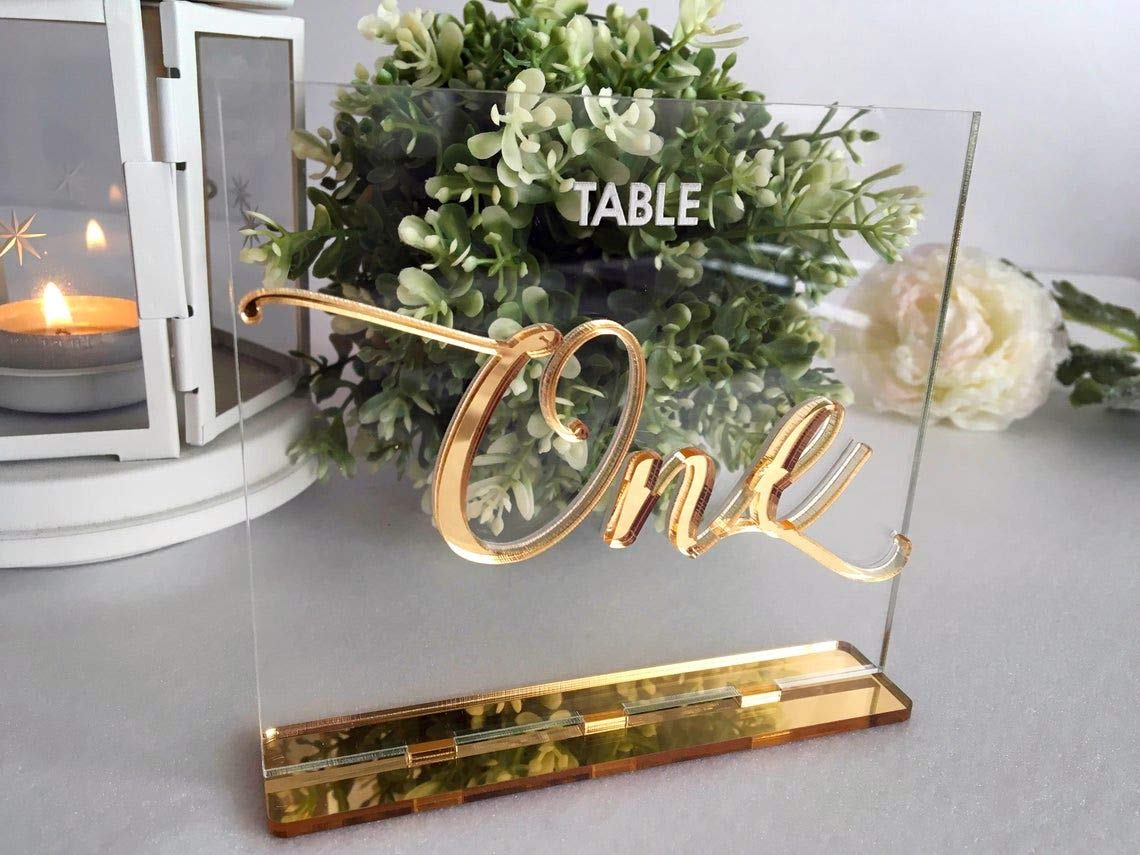 Wedding Table Numbers for Luxury Weddings Calligraphy Gold