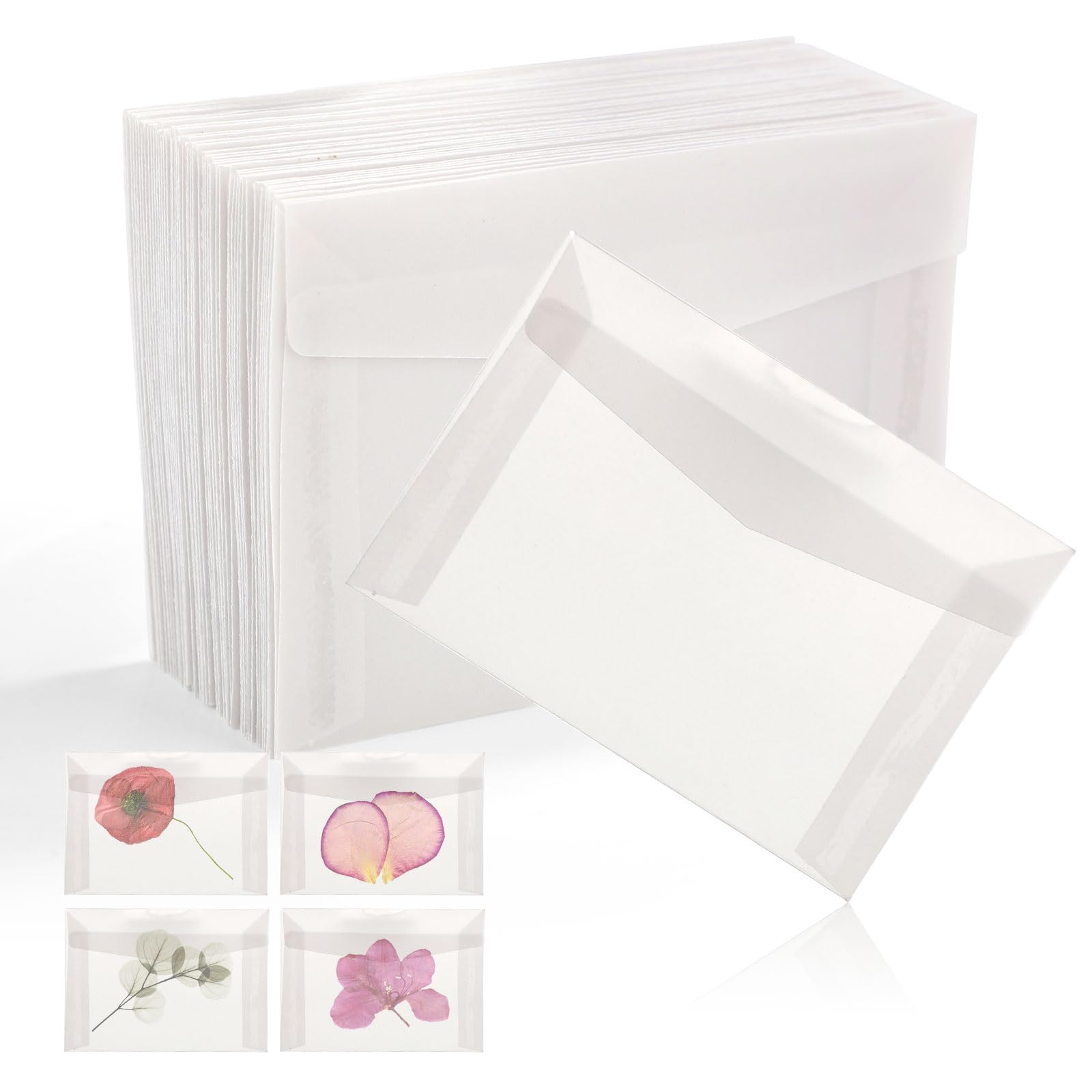 50pcs Glassine Envelopes, 3.94x2.76in Lottery Ticket Envelopes for Stamps, Storing Photos, Lottery Tickets, Badges, Postcards Clear Bags for Friends and Family