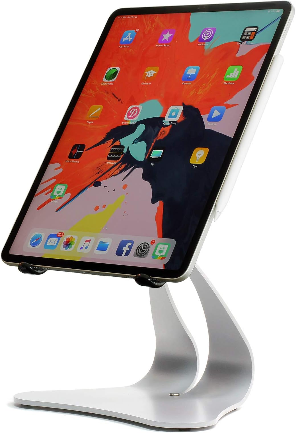 Thought Out Stabile PRO Adjustable iPad Stand Pro Air 2 12.9 10.5 9.7 Surface Galaxy Tablet Holder Pivoting Silver