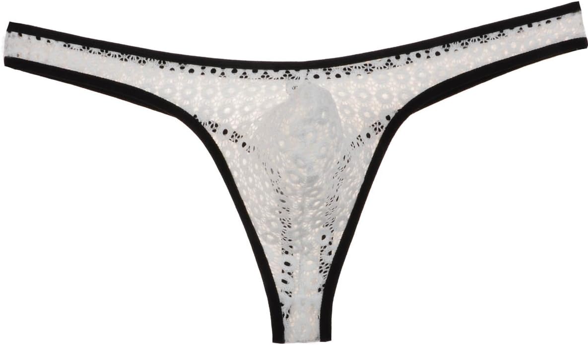 Men's Hollow Thong Lace Male Bound T-Back Jacquard Underwear G-String Nightwear