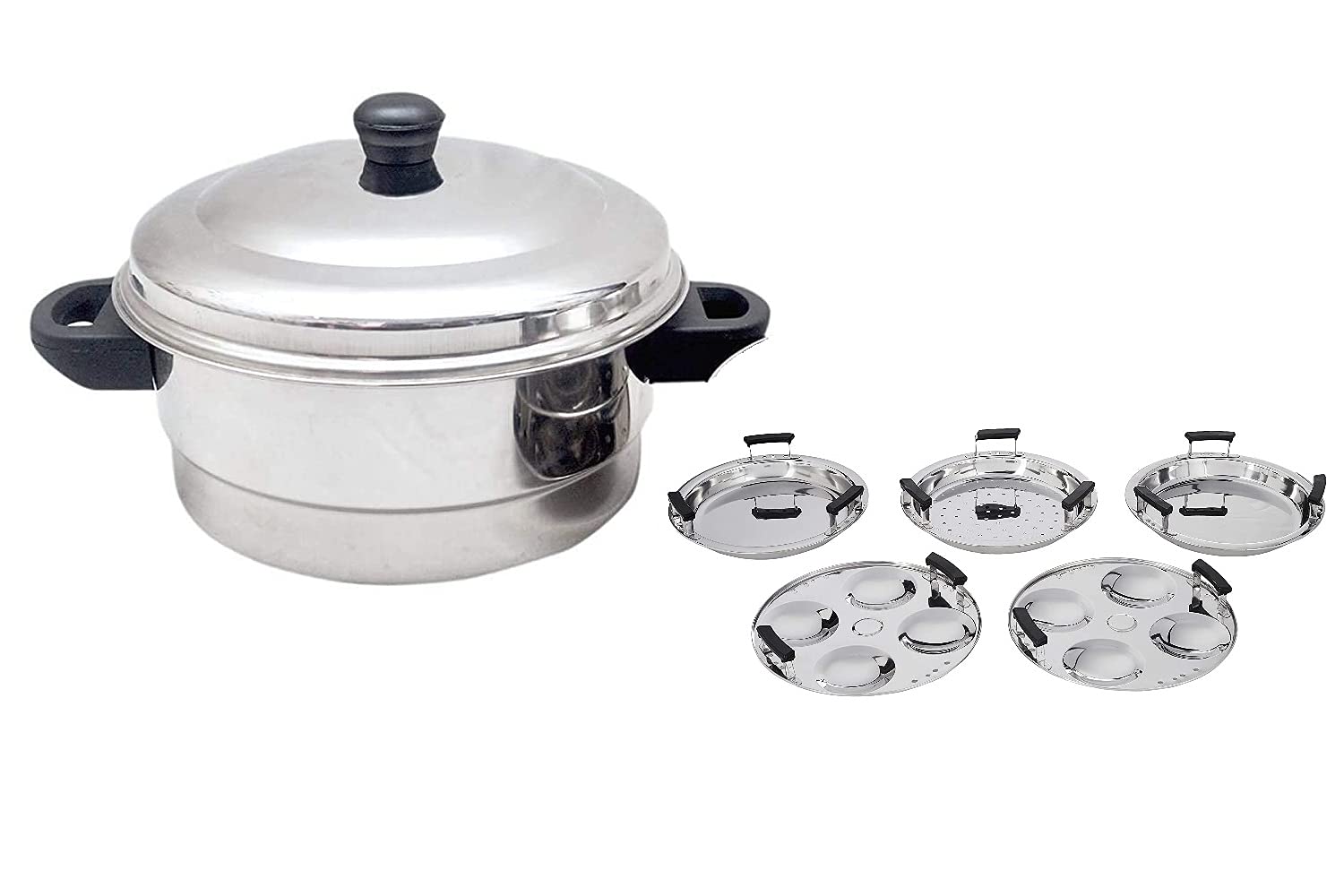 Buy Dynore Stainless Steel Multipurpose Idli/Dhokla/Steamer Cooker Set of 6 Online at Low Prices