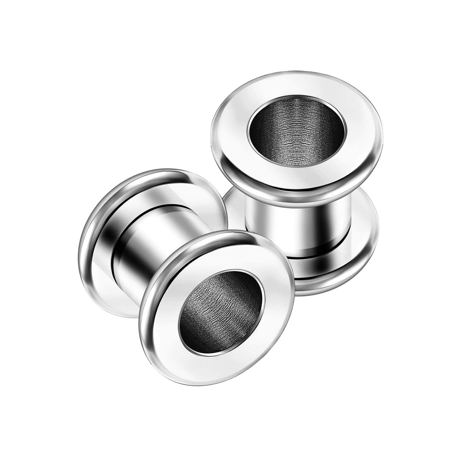 KJM FASHION Surgical Steel Ear Stretcher with Rounded Edges, Stainless Steel, Pack of 2, Stainless Steel, Steel