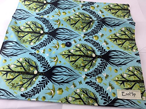 Makeup Brush Roll Holder Case Bag Organizer Cosmetic Brush Organizer Roll - Tula Pink Tree of Life in Pool Blue
