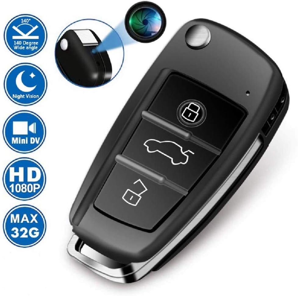 Aukfa Mini Keychain Camera,Portable Car key Camera with night and DVR Function-HD-1080P-Built-in Rechargeable Battery for Home or Office