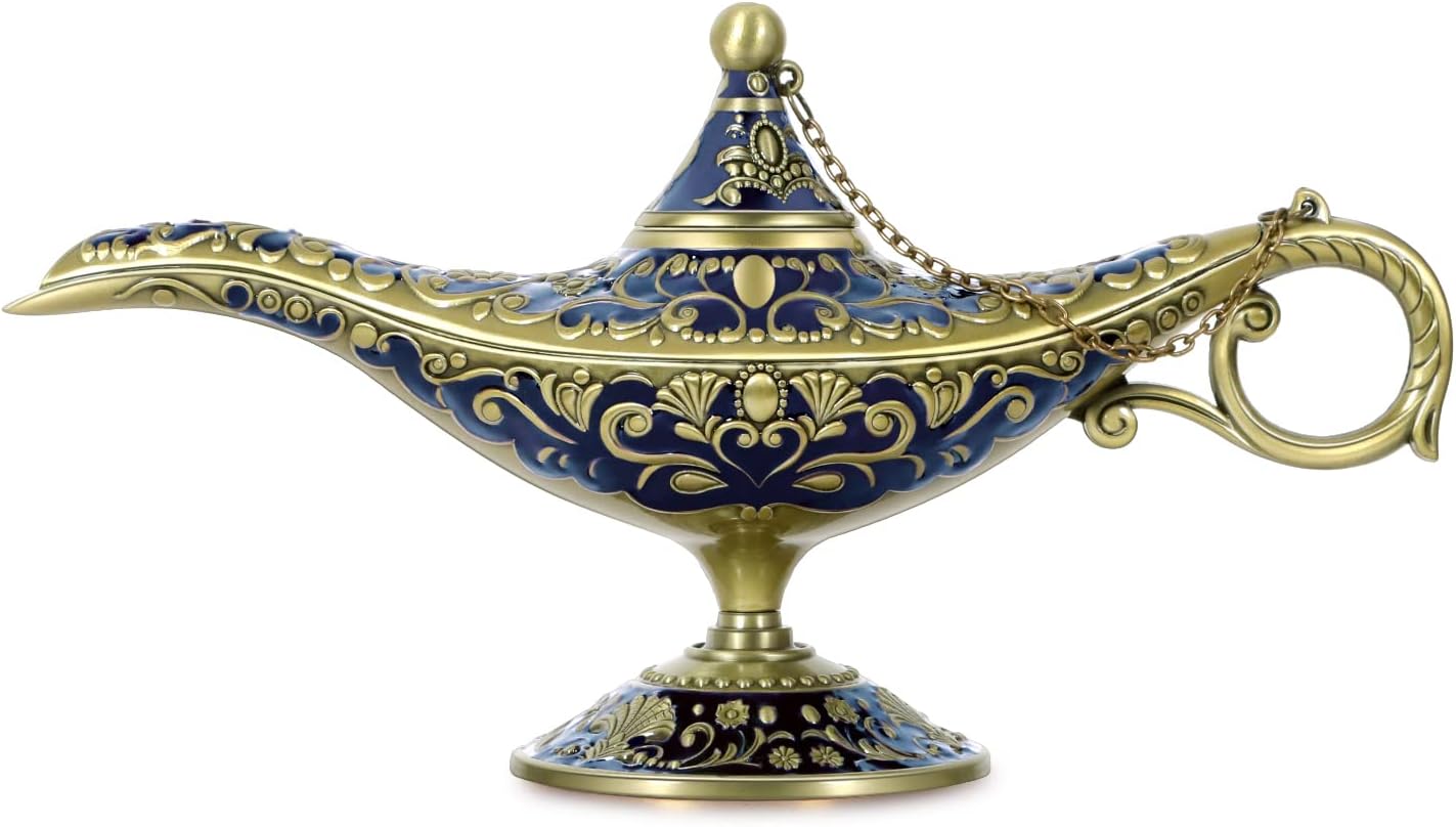 Oil Lamps & Accessories - SogYupk Aladdin's Lamp,Vintage Magic Genie Lamp Wishing Lamp, Classic Arabian Stage Show Props/Themed Parties/Cake Decorating, Creative Aladdin Magic Lamp Gift for Holidays/Birthdays/Weddings (Blue)