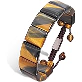 Tiger Eye Bracelet Men GALKCRST Protection Crystals Beads Bracelet for Men, Bone-shaped Unique Tiger Eye Stone Bracelet Natural Handmade Stone Beads Bracelet Gift for Stress Relief and Balance