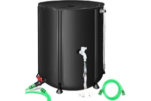 53 Gallon Collapsible Rain Barrel, SKM Portable Rain Water Collection Barrel for Garden/Outside/Lawn, PVC Rainwater Collectio