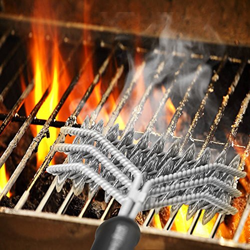 Vestaware Grill Brush Bristle Free - 18" BBQ Grill Brush with 3 Rust Resistant Stainless Steel Scrubbing Coils to Clean Each Corner - Barbecue Grill Cleaner Grilling Accessories Cleaner for Porcelain, - Thumbnail 4