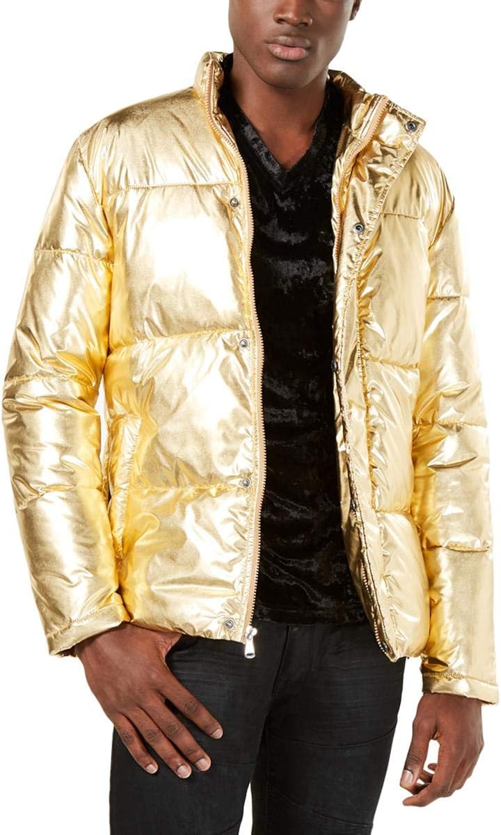 gold puffer coat