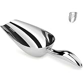 12 Oz 304 Stainless Steel Ice Scoop for Freezer &amp; Ice Machine &ndash; Heavy Duty Metal Scooper, Dishwasher Safe, Multi-Purpose for Kitchen, Bar, Party, Wedding (Ice, Flour, Dry Goods)