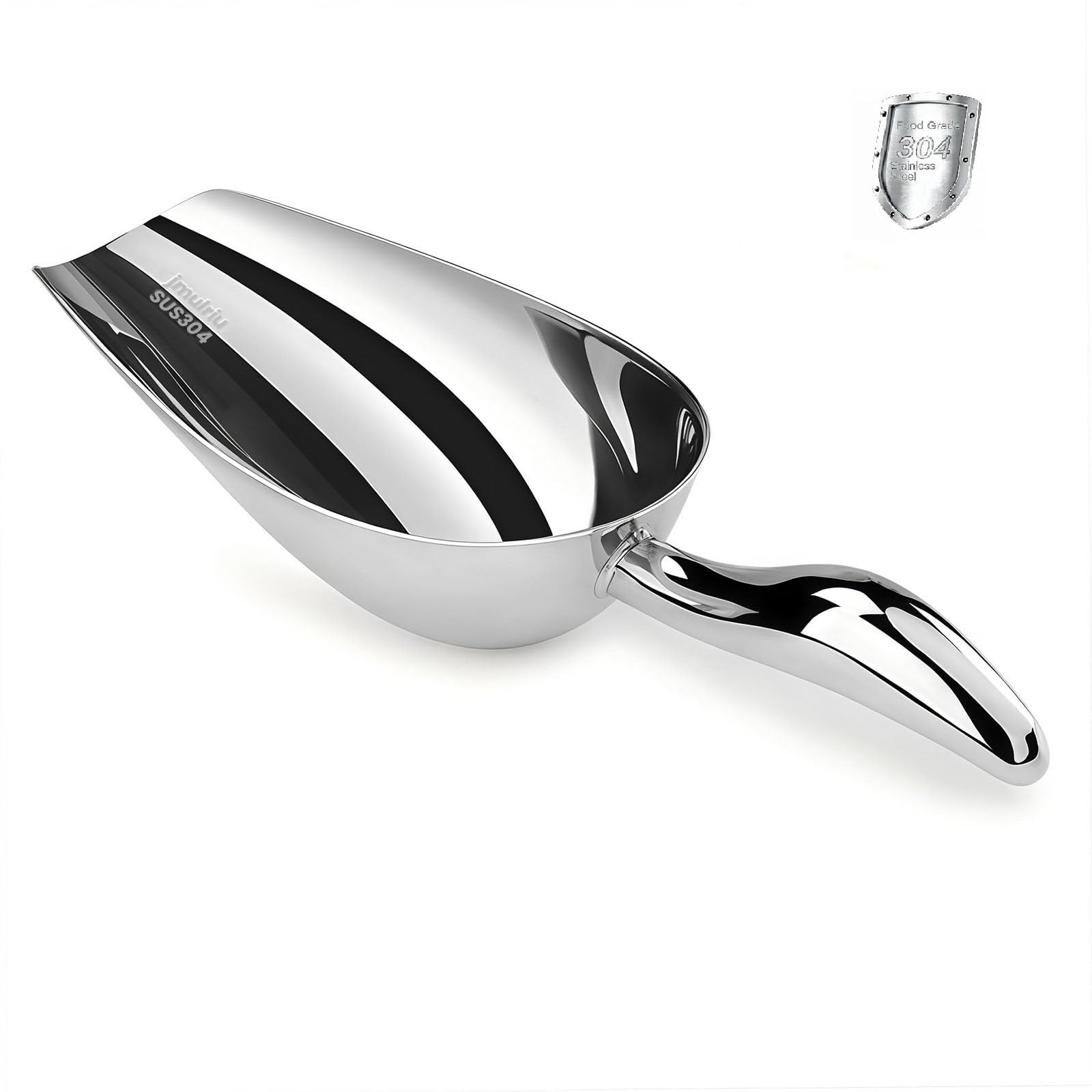 Photo 1 of 12 Oz 304 Stainless Steel Ice Scoop for Freezer & Ice Machine – Heavy Duty Metal Scooper, Dishwasher Safe, Multi-Purpose for Kitchen, Bar, Party, Wedding (Ice, Flour, Dry Goods)