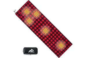 MANTUOLE Heated Sleeping Bag pad, 5 Heating Zones, Operated by 5V/2A Power Bank (Battery NOT Included) Black & Red Flannel.