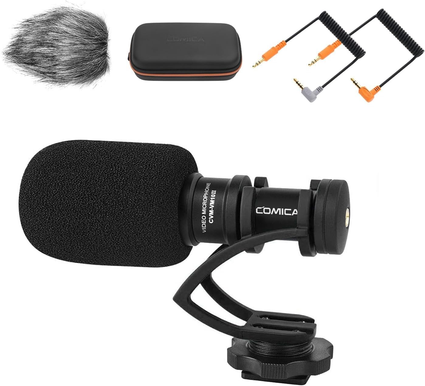 COMICA CVM-VM10II Camera Microphone Cardioid Directional Condenser Shotgun Video Microphone for Canon, Nikon, Fuji, Sony, Panasonic, Olympus DSLR Cameras, Smartphones etc.(with Wind Muff)(Black)
