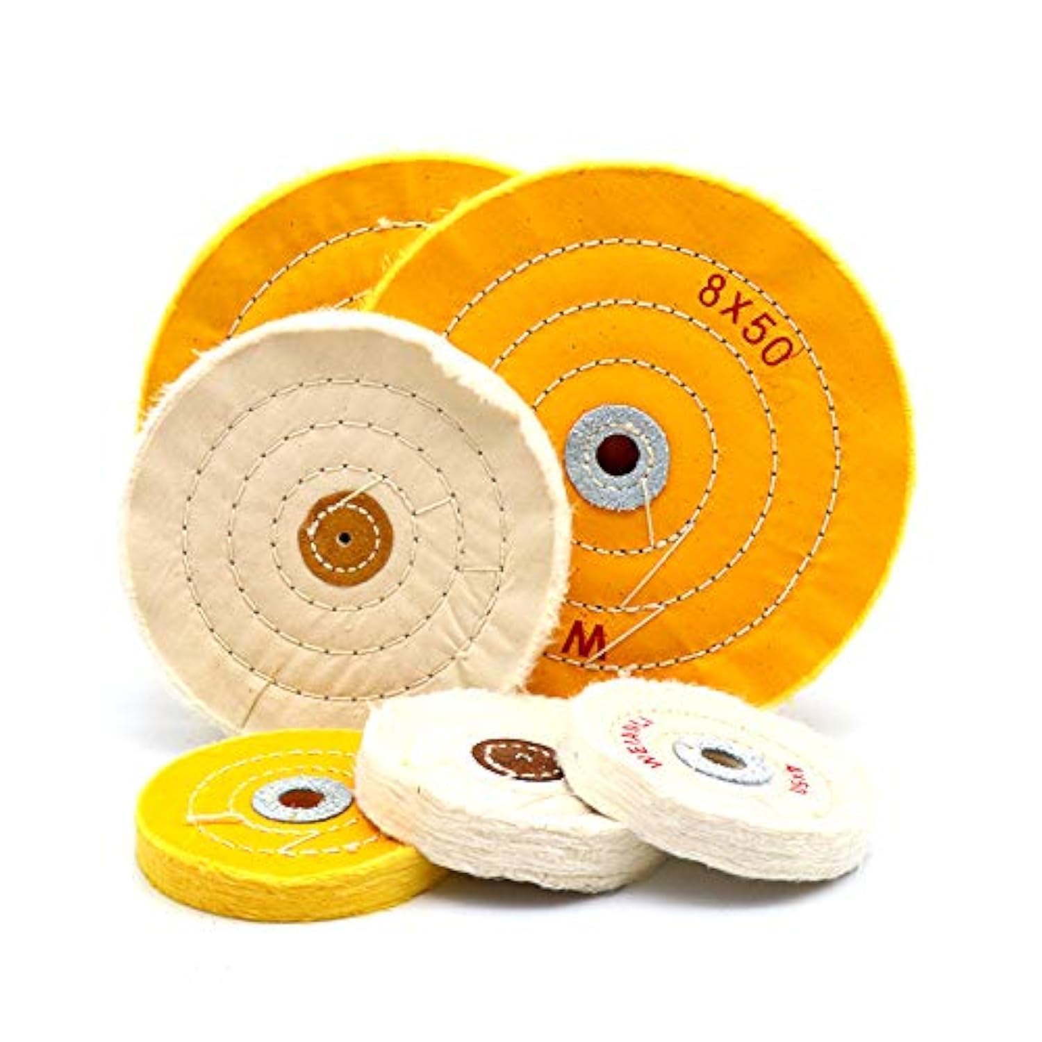 White 6" 150mm Large Hole Spiral Stitched Cleaning Buffing Polishing Wheel Cotton for Bench Grinder for Metal Aluminum,Stainless Steel,Chrome,Jewelry,Wood,Plastic,Ceramic,Glass,etc