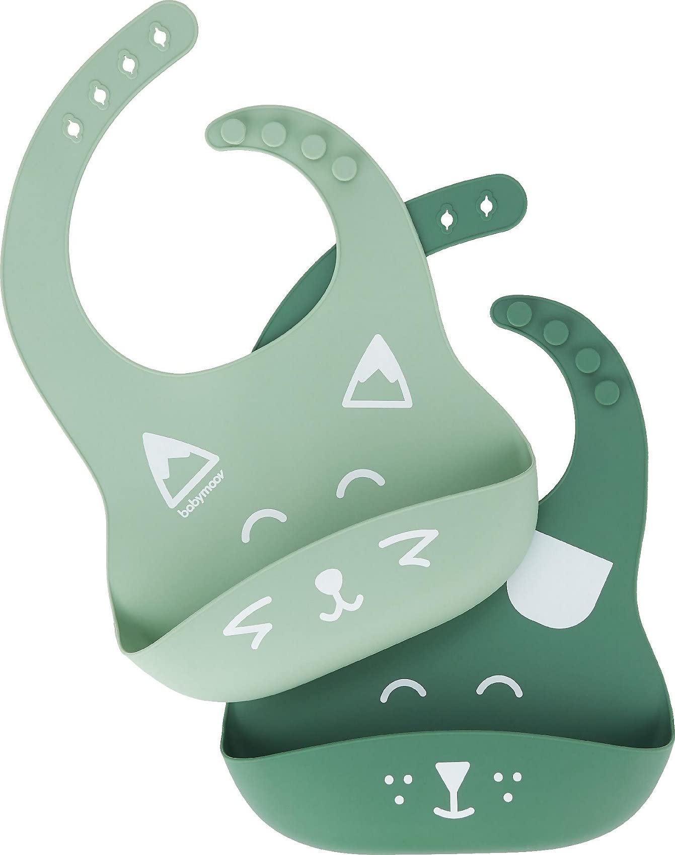 Babymoov BIB'ISY Set of 2 Silicone Bibs, Green, One Size (A007608)