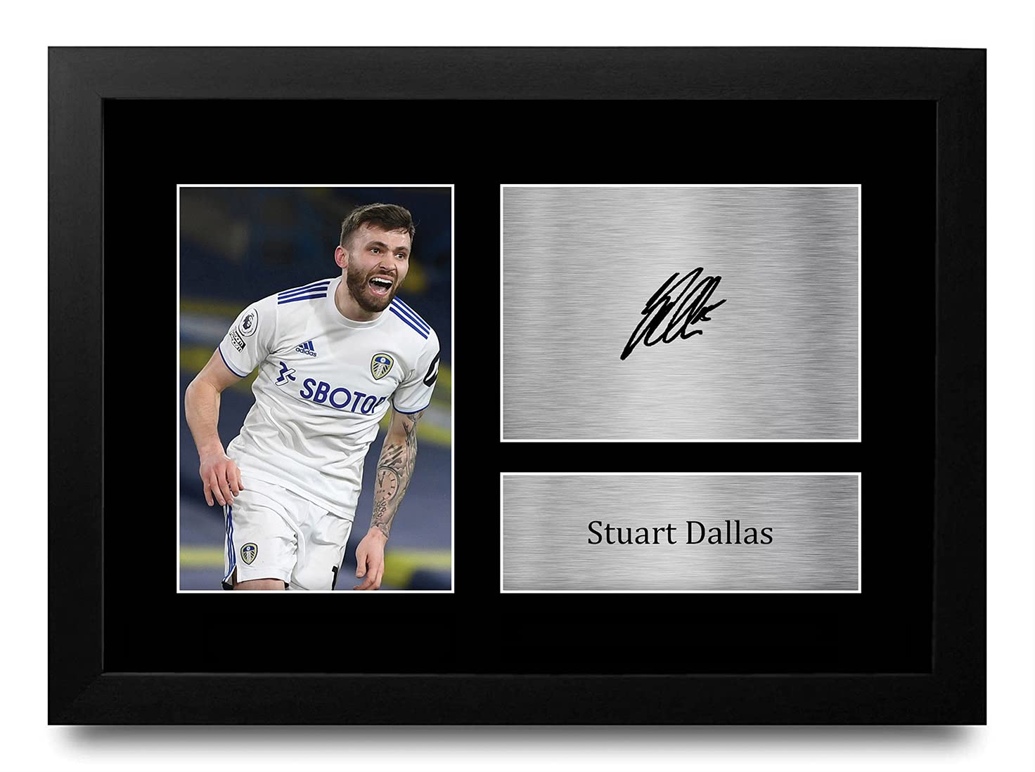 HWC Trading FR A4 Stuart Dallas Leeds United Gifts Printed Signed Autograph Picture for Football Fans and Supporters - A4 Framed
