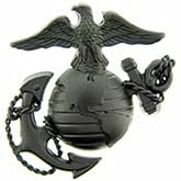 Eagle US Marine Corps Emblem E3 Left Cap Subdued Black USMC Lapel Hat Pin, 1-3/4"