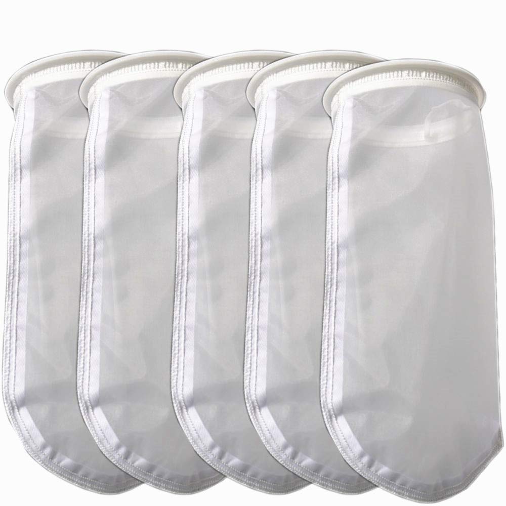 Honritone 5Pack Nylon Mesh Filter Socks NMO 500 Micron - 7 Inch Ring by 18 Inch Long – Water Liquid Filter Bags for Aquarium, Industrial (500 Micron 7 x 18 inch Nylon Mesh Bag)