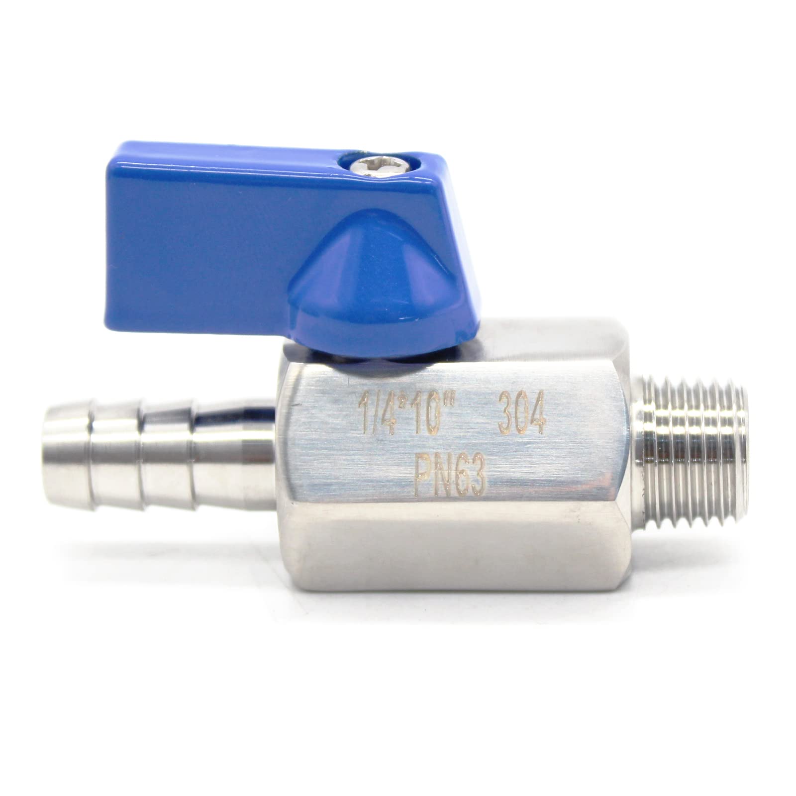 QiiMii Stainless Steel 304 Mini Type Ball Valve BSP Male x Hose Adapter Ball Valve Male Adapter 1/4" x10mm