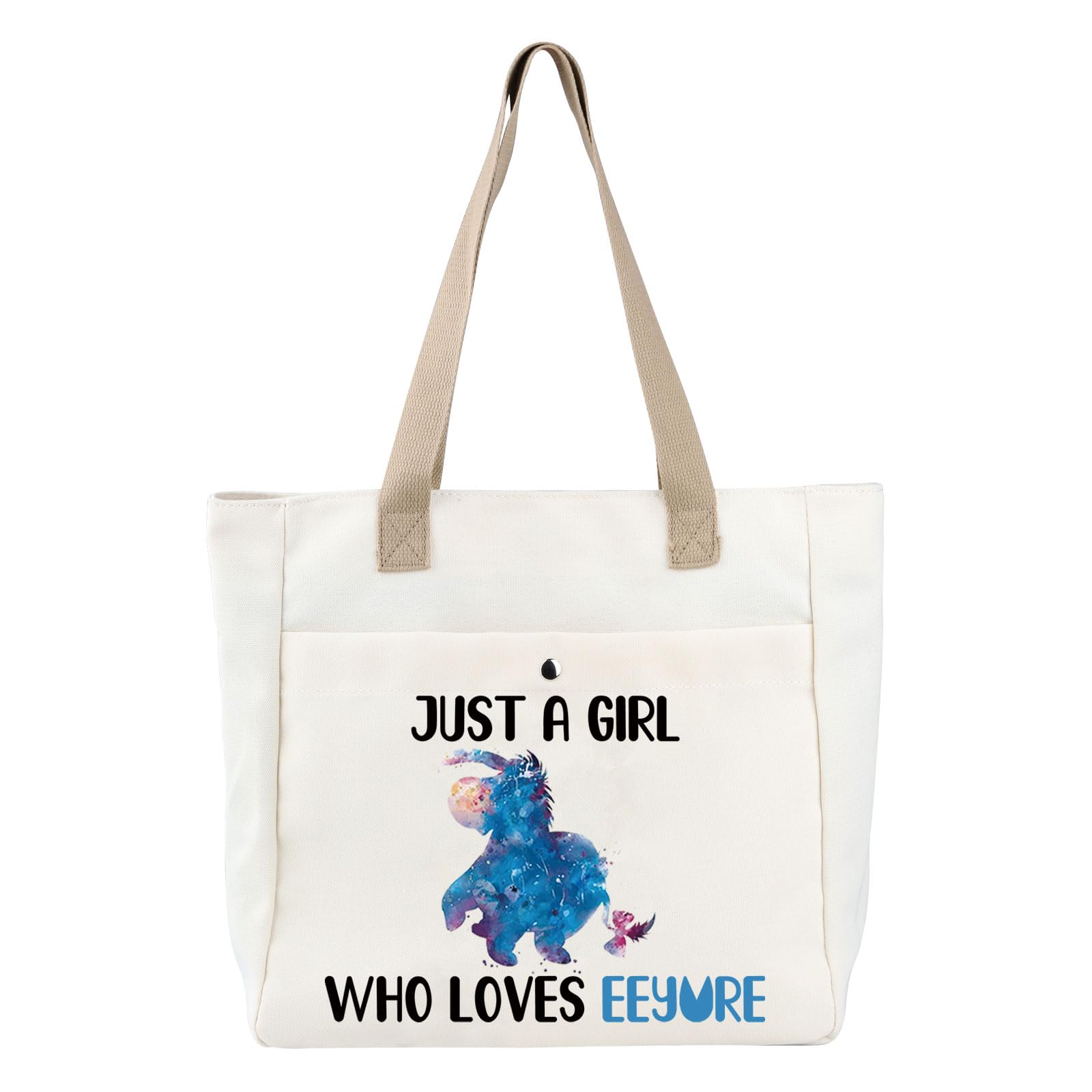 PLITI Eeyore Tote Bag Just a Girl Who Loves Eeyore Gift For Eeyore Lover Gift Eeyore Fans Cartoon Character Fan Travel Pouch (Just loves Eey TBU)