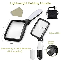Magnifying Glass with Light, Folding Handheld 3X