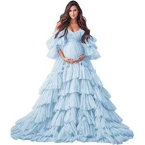 Puffy Tulle Maternity Dresses for Photoshoot Puffy Sleeve Off Shoulder Baby Shower Dress Pregnancy Gowns