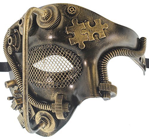 RedSkyTrader Mens Steampunk Robot Phantom Venetian Mask