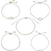 Kevia Set of 5 Stacking Bracelets in Mixed Silver &amp; Gold with CZ Accents