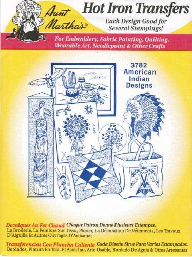 American Indian Designs Aunt Martha's Hot Iron Embroidery Transfer by Aunt Martha's