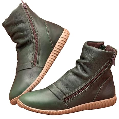 Boots Hybreace Flat Heel Zipper Boots Pu Shoes Anti Slip