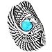 Men's Vintage Gothic Tribal Biker Large Eagle with Turquoise Stainless Steel Ring Band Silver Black Blue Size 11