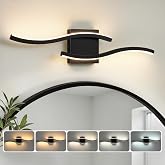 Bathroom Vanity Lights Over Mirror: 23.6 Inch 16W Black LED Bathroom Lighting Fixtures 5CCT Dimmable 2700-5000K Vanity Lighting Modern Bath Sconces Wall Light for Mirror Cabinets Bedroom Living Room