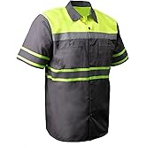 MMCC Men’s Classic Mechanic Work - Button-Down Garage Shirt with Reflective Strip - Roady Red, Rider-Built