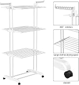 HOMIDEC 4-Tier Airer Clothes Drying Rack Stainless Steel Large Indoor Outdoor view 4