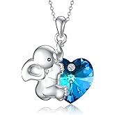 Flpruy 925 Sterling Silver Animal Necklace Elephant/Hummingbird/Horse/Cat/Dog/Fox/Owl Pendant Animal Jewelry Gift for Women