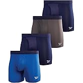 Reebok Mens Boxer Briefs - 4 Pack Stretch Performance Boxers for Men with Functional Fly, 6" Inseam Mens Underwear Boxers