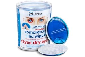 eye-press Self Heating Eye Compress and Lid Wipes, Stye Treatment, Dry Eyes, Chalazia, Blepharitis and Post Eye Surgery Relief, Soothing Moist Heat and Cleansing, 10 Reusable Eye Pads