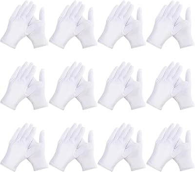 Zuimei 24Pcs White Cotton Gloves 12 Pairs Large Size Dry Skin Spa
